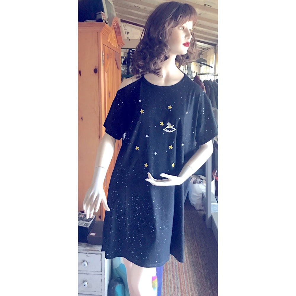 New Glittery Black Peek a boo Dress